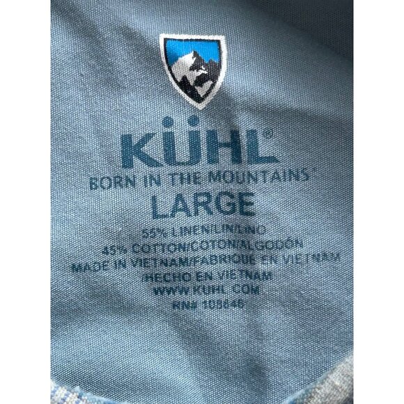 Kuhl Shirt Mens Large Short Sleeve Button Up Blue Plaid Linen Cotton Outdoors - Picture 10 of 12